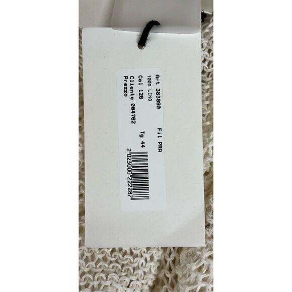 Lamberto Lasani Open Faced Open Weave Linen Long Cardigan in Ecru NWT Size 44/ U - Picture 4 of 6